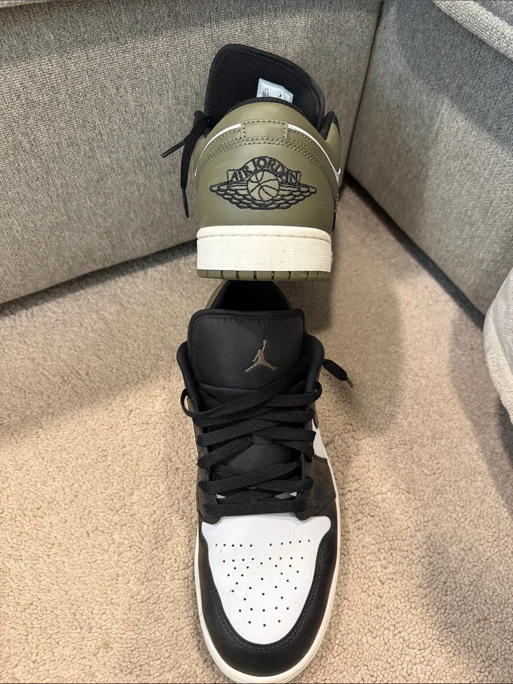 Jordan Retro Low-Top Sneakers in Black, White & Green